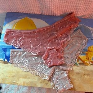 NWOT CHEEKY LACY SIZE XL 2 panty bundle salmon and rose gold pink